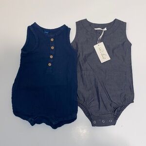 Blue Old Navy and Gray Blue Evie’s Closet Baby Romper Bundle.